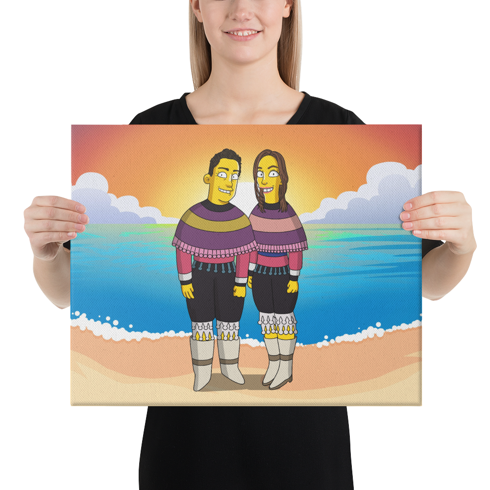 Horizontal Canvas - custom Simpsons-style cartoon art by Turned Yellow