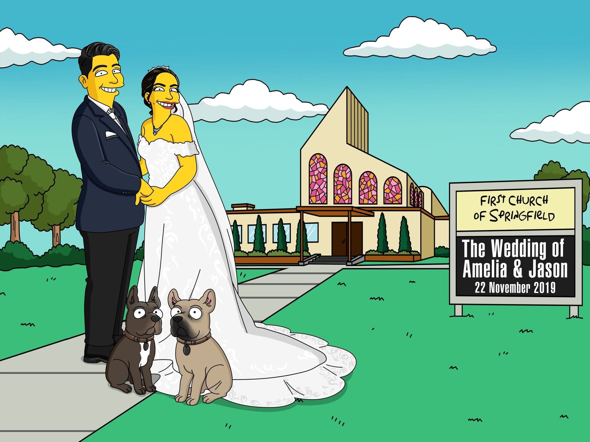 Custom Turned Yellow Portrait + Canvas - custom Simpsons-style cartoon art by Turned Yellow