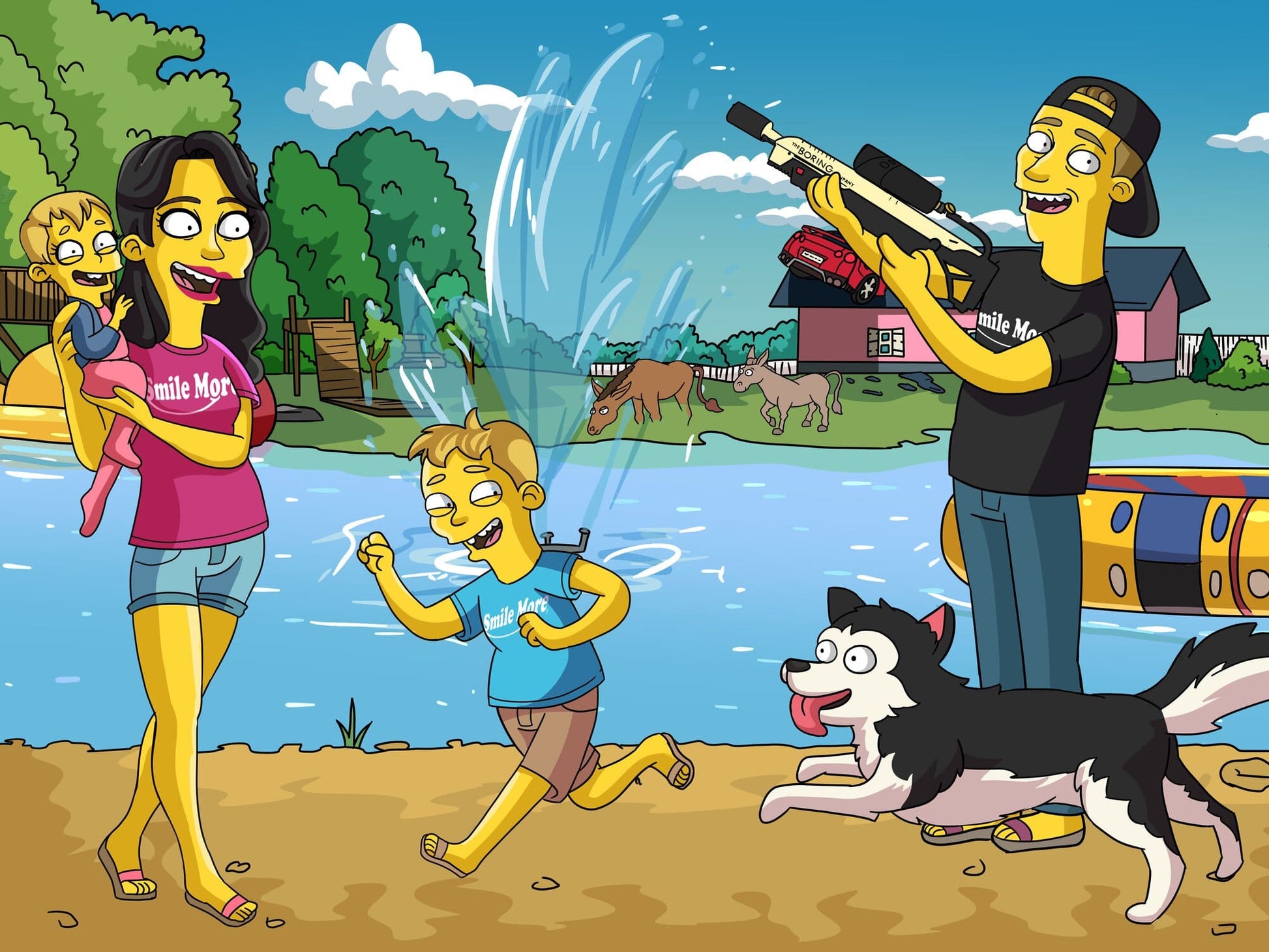 Custom Turned Yellow Portrait + Canvas - custom Simpsons-style cartoon art by Turned Yellow