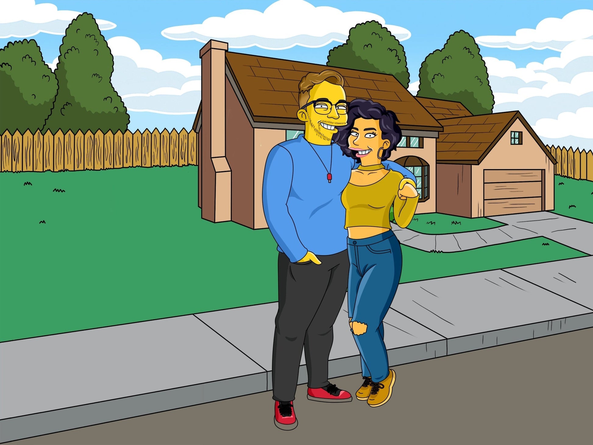 Custom Turned Yellow Portrait + Canvas - custom Simpsons-style cartoon art by Turned Yellow
