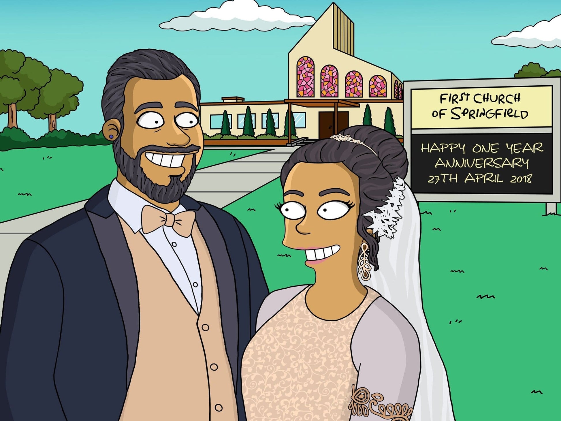 Custom Turned Yellow Portrait + Canvas - custom Simpsons-style cartoon art by Turned Yellow