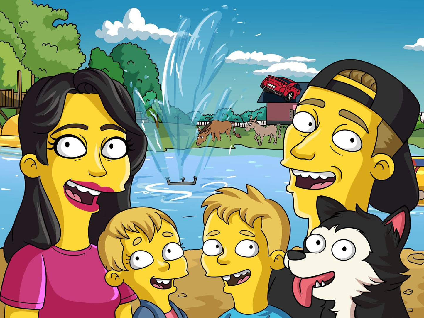 Custom Turned Yellow Portrait + Canvas - custom Simpsons-style cartoon art by Turned Yellow