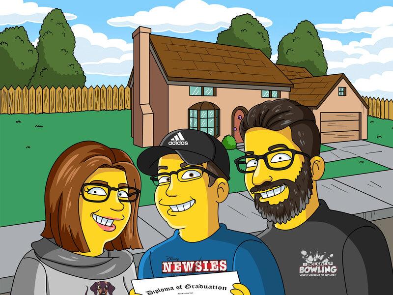 Custom Turned Yellow Portrait + Canvas - custom Simpsons-style cartoon art by Turned Yellow
