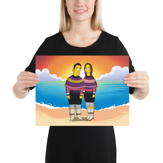 Unframed Horizontal Poster - custom Simpsons-style cartoon art by Turned Yellow